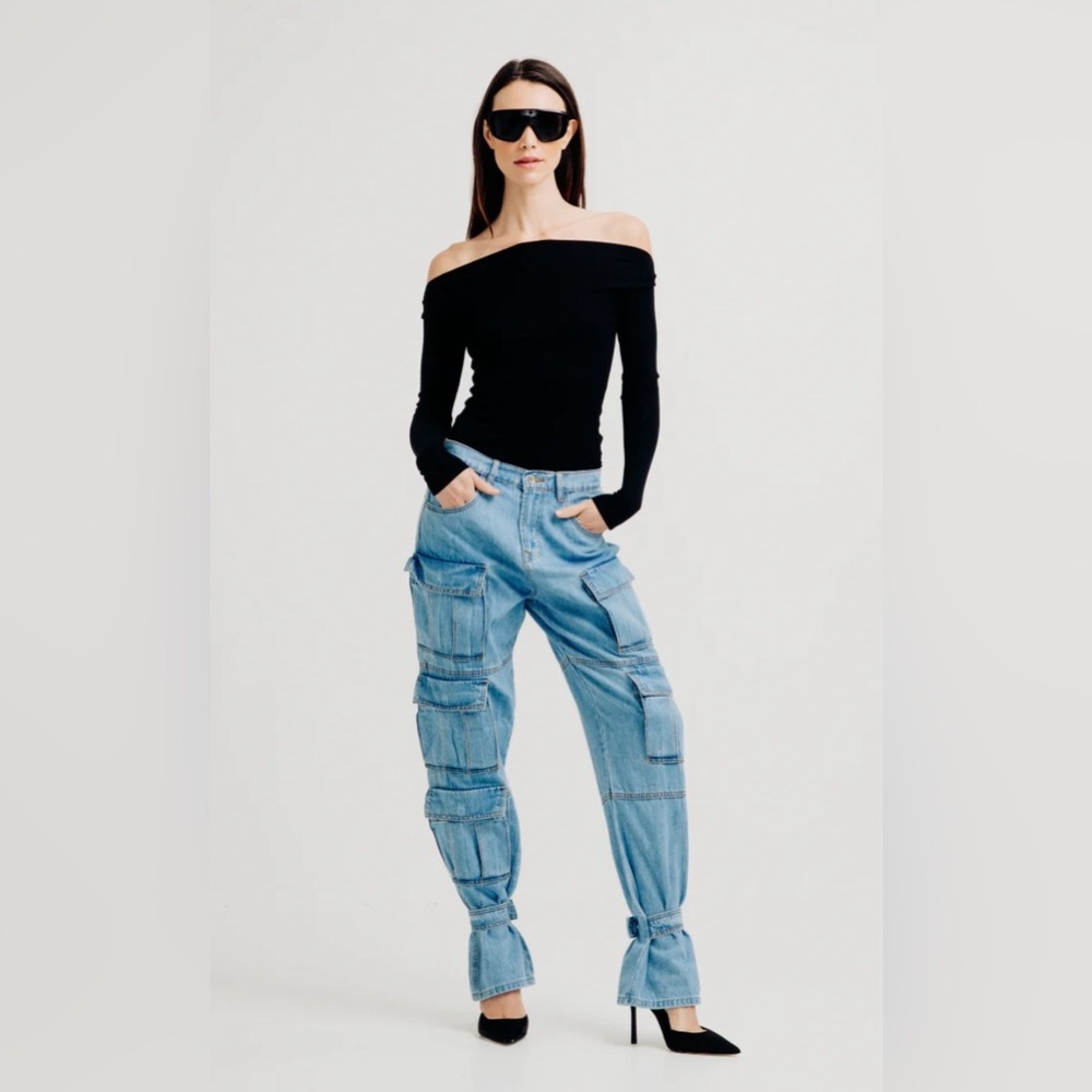 Torn by Ronny Kobo Light Blue Cargo Jeans